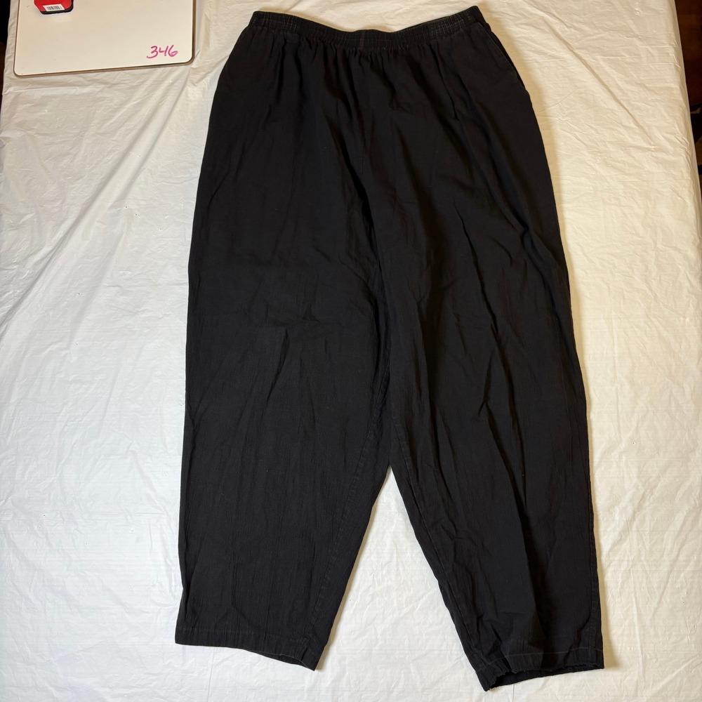 Sheridan Square Womens Black 100% Cotton Elastic Waist‎ Tapered Pants 22W Petite